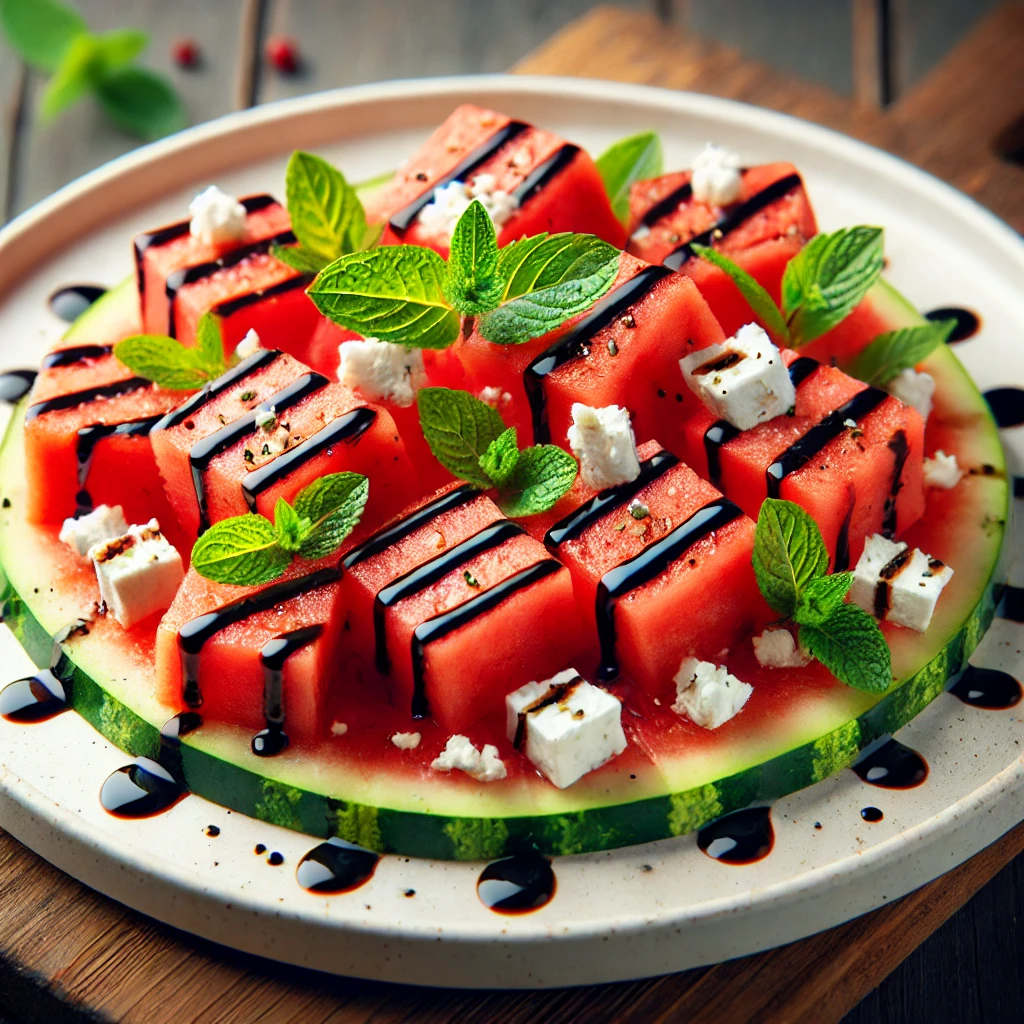Grilled Watermelon Salad with Feta and Mint