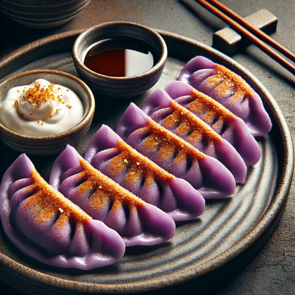 Purple Yam (Ube) Gyoza with Coconut Cream Dip 🥟💜