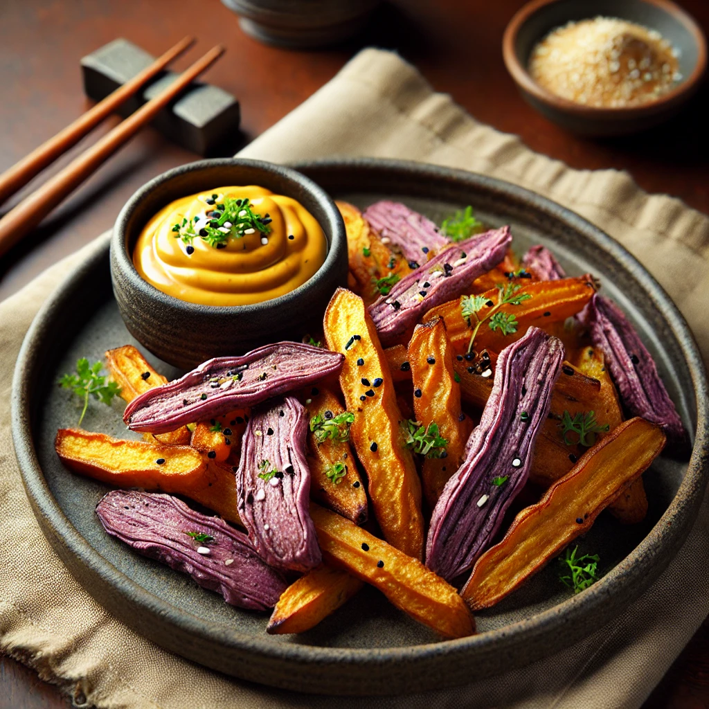 Crispy Taro Fries with Spiced Yuzu Mayo 🍟🍊