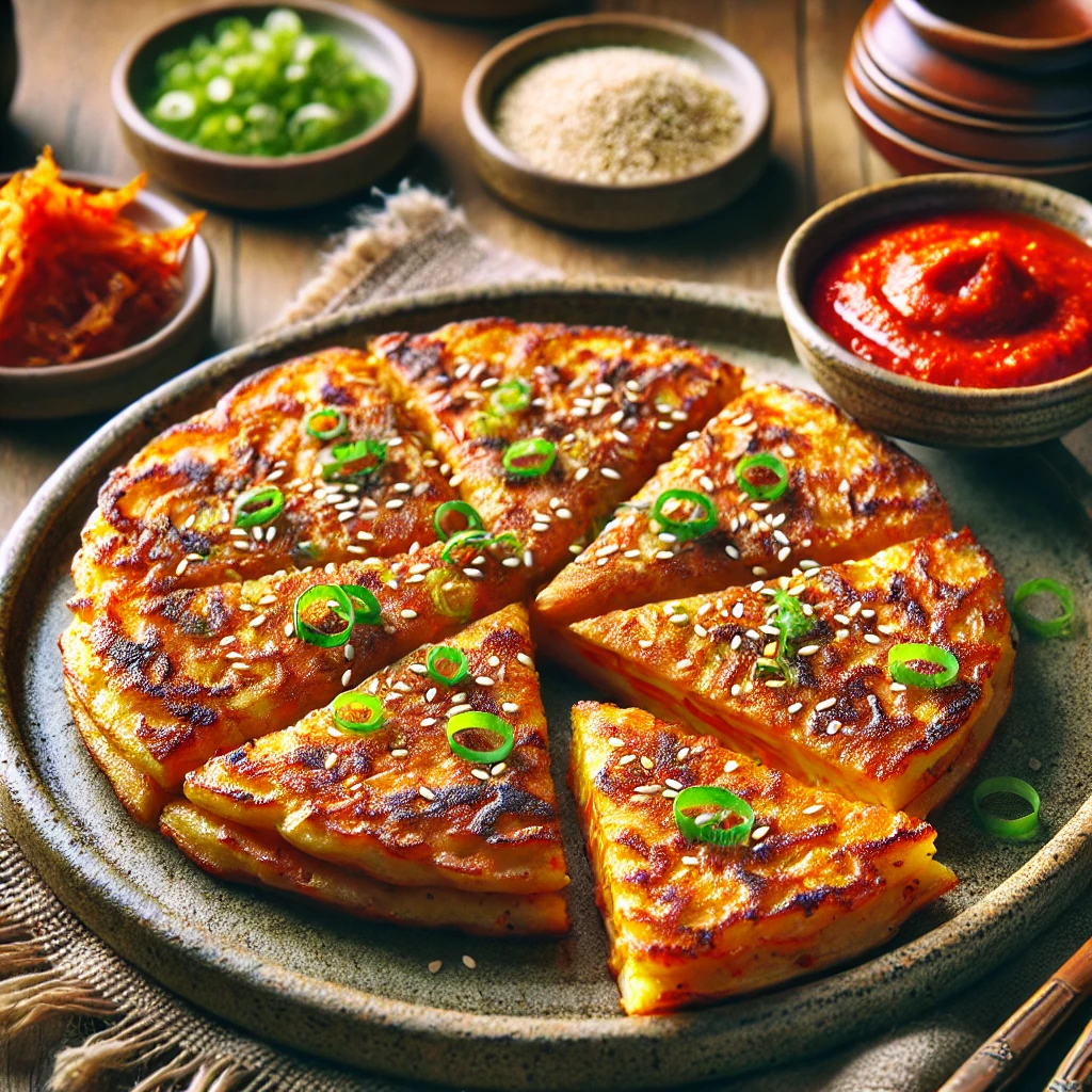 Kimchi Pancakes with Gochujang Dipping Sauce 🥞🔥