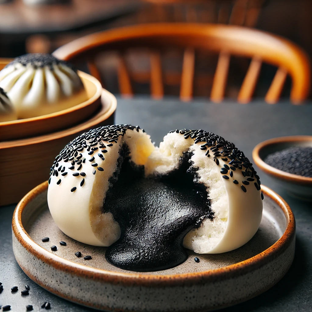 Black Sesame Lava Buns (Soft Steamed Bao) 🥟🔥