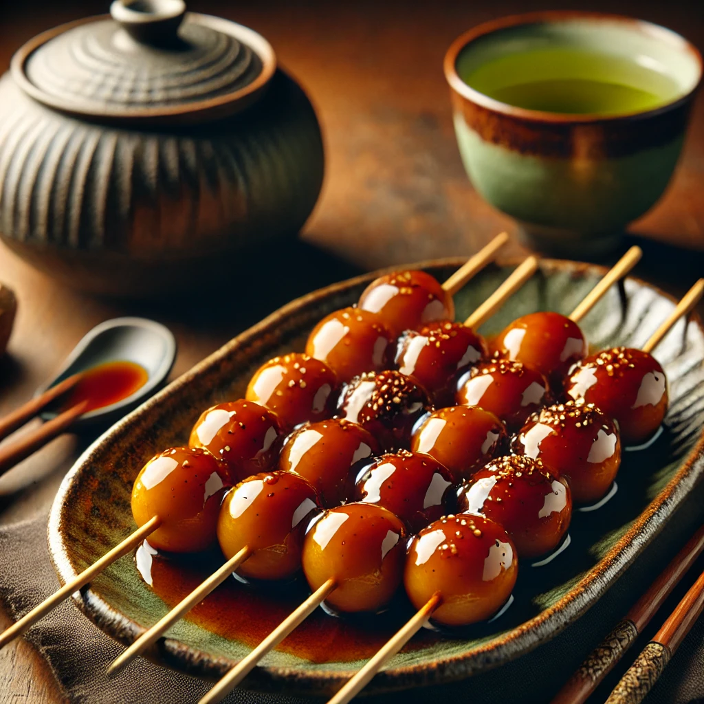 Japanese Mitarashi Dango (Sweet Soy Glazed Rice Dumplings) 🍡🍯