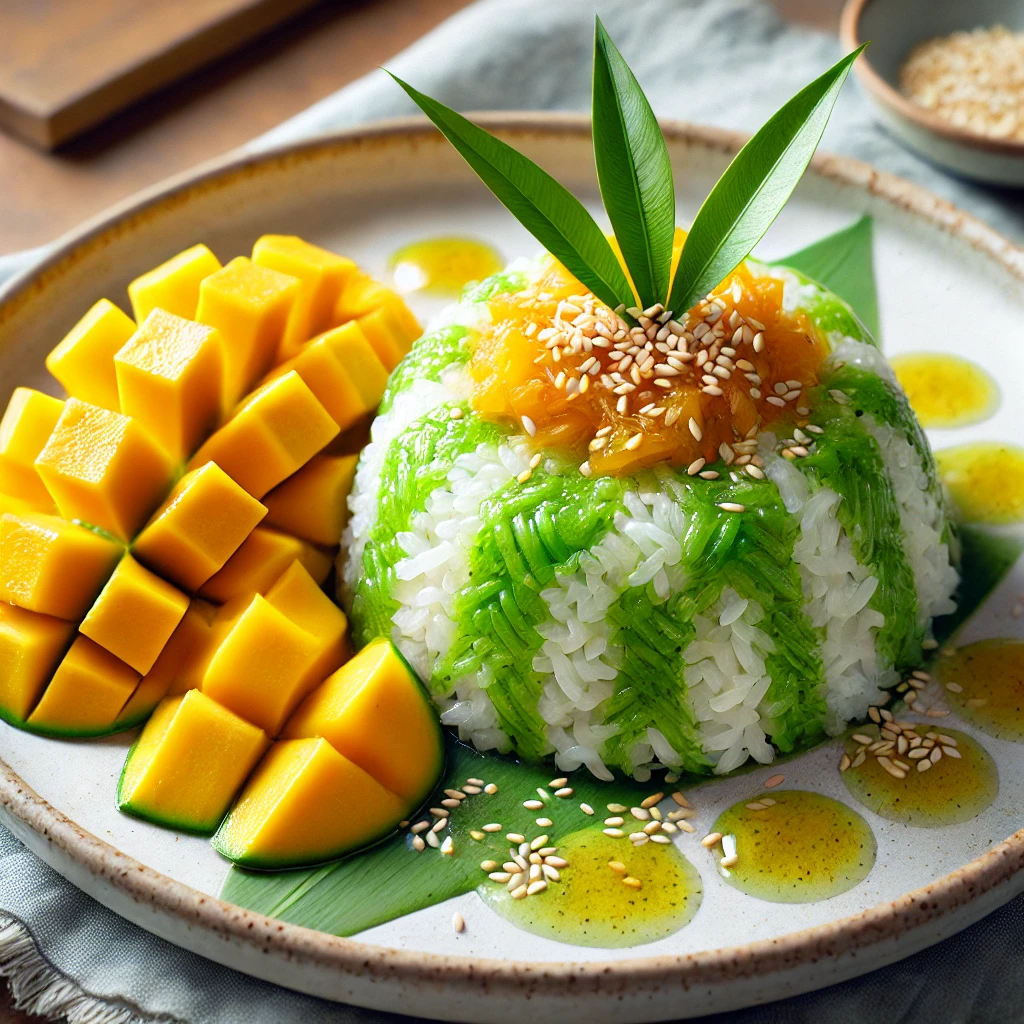 Unique Asian Recipe: Pandan Coconut Sticky Rice with Mango