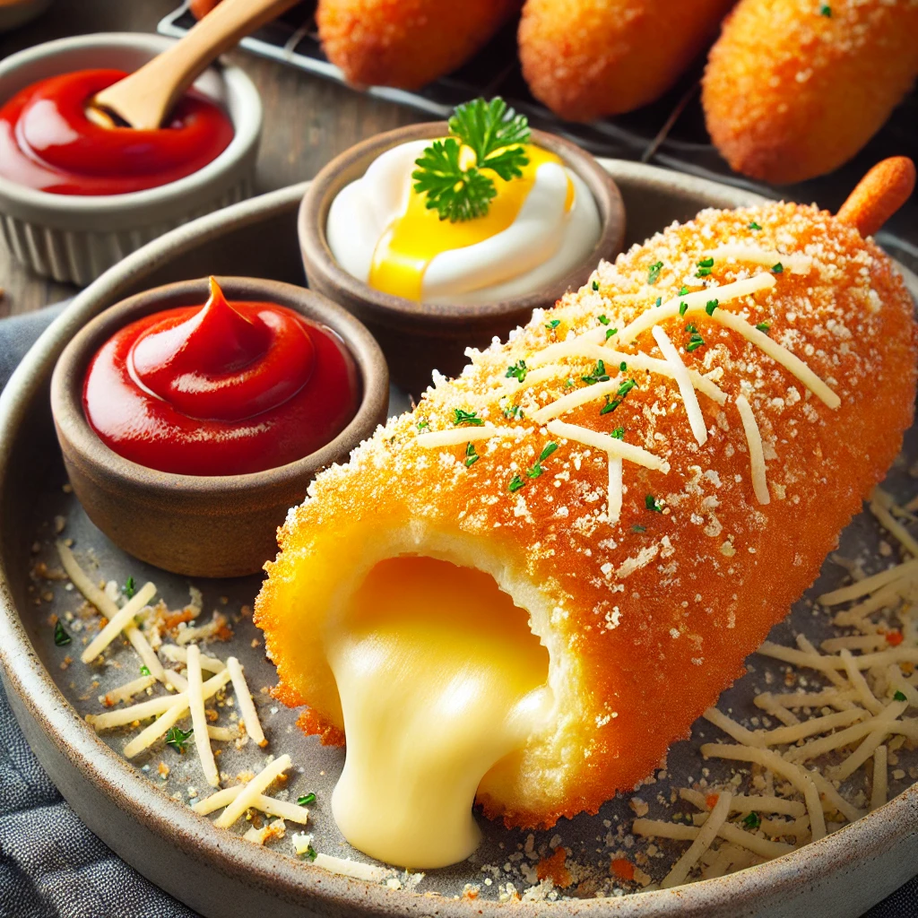 Cheesy Garlic Korean Corn Dogs