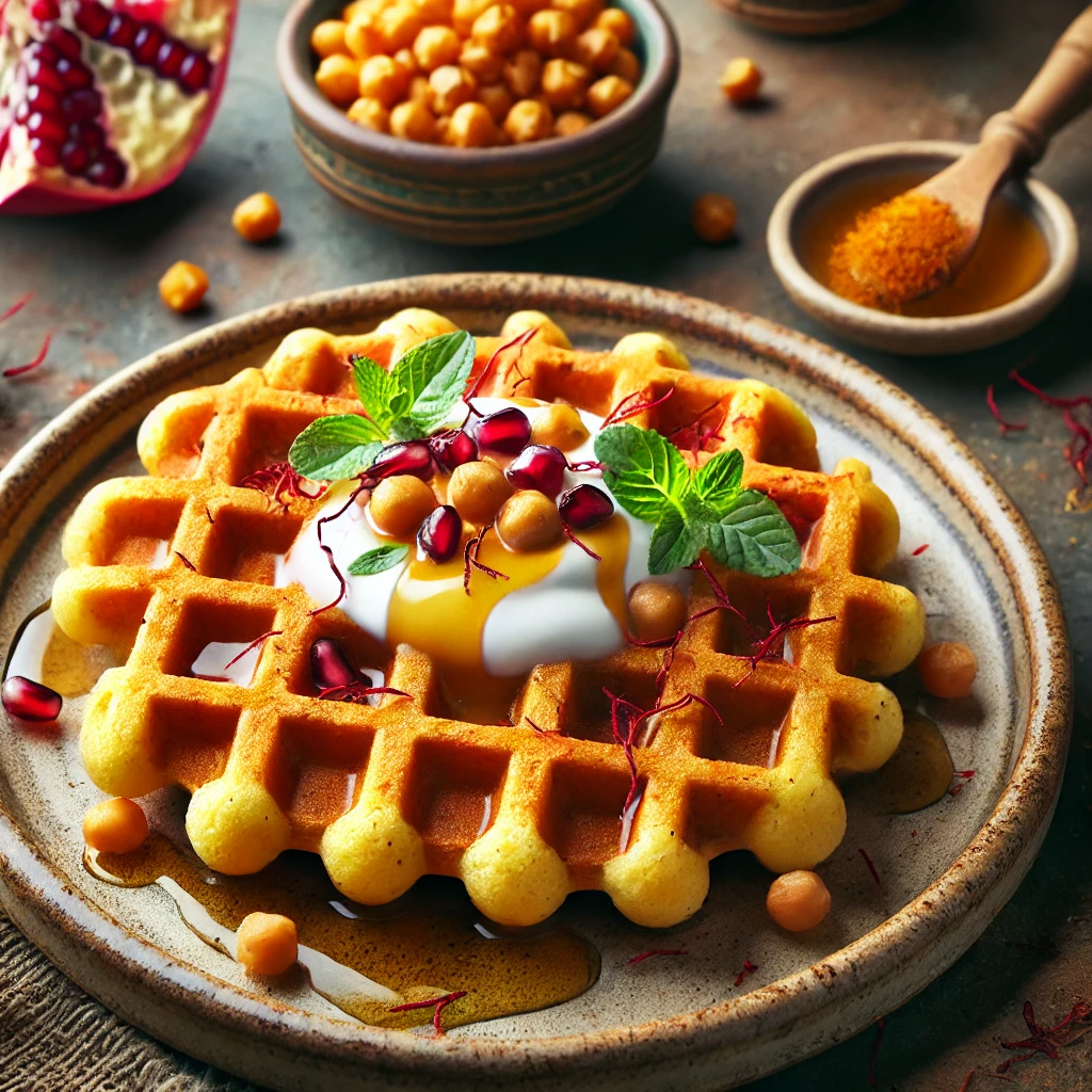 Crispy Saffron Chickpea Waffles