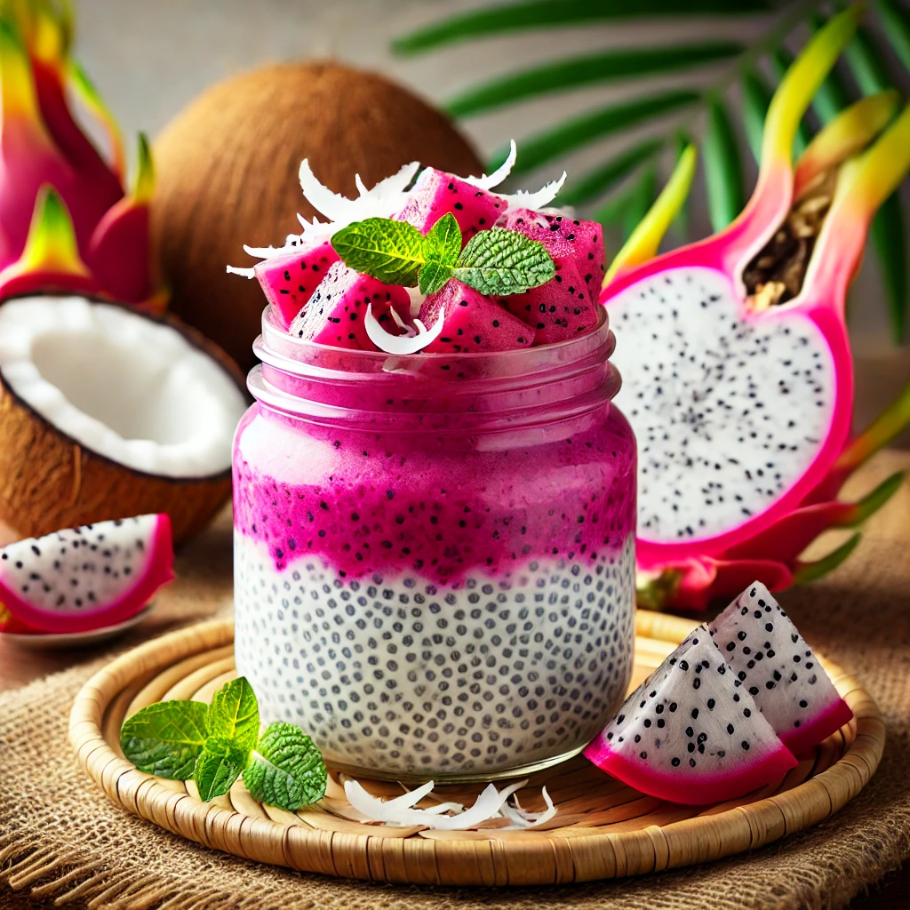 Dragon Fruit & Coconut Chia Pudding
