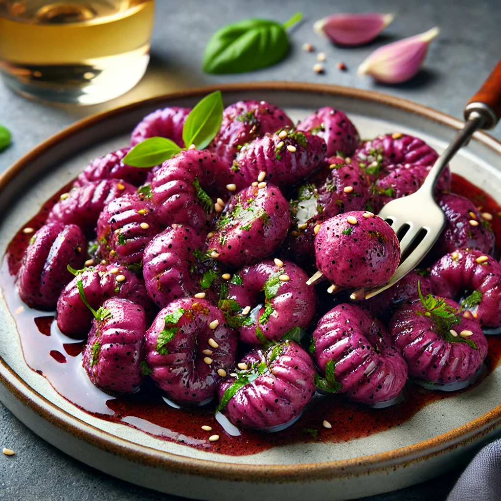 Purple Sweet Potato Gnocchi with Miso Butter Sauce