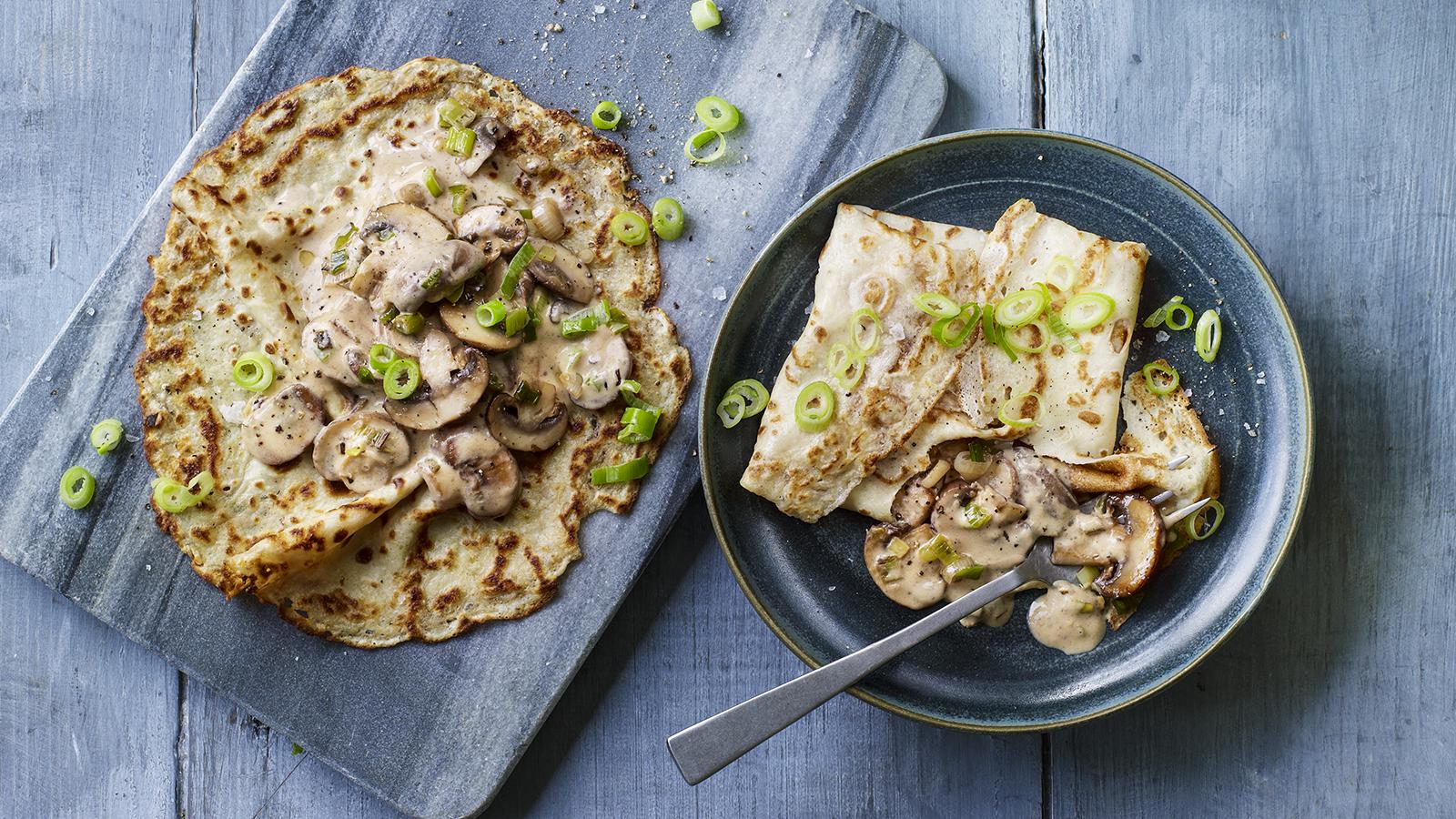 Savory Mushroom Pancakes with Chili Maple Glaze