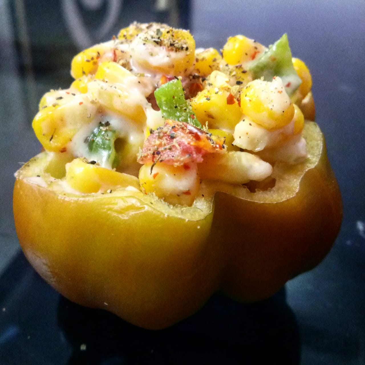 Sweet Corn & Basil Gelato with Chili Honey Drizzle (Italian–South American Twist)