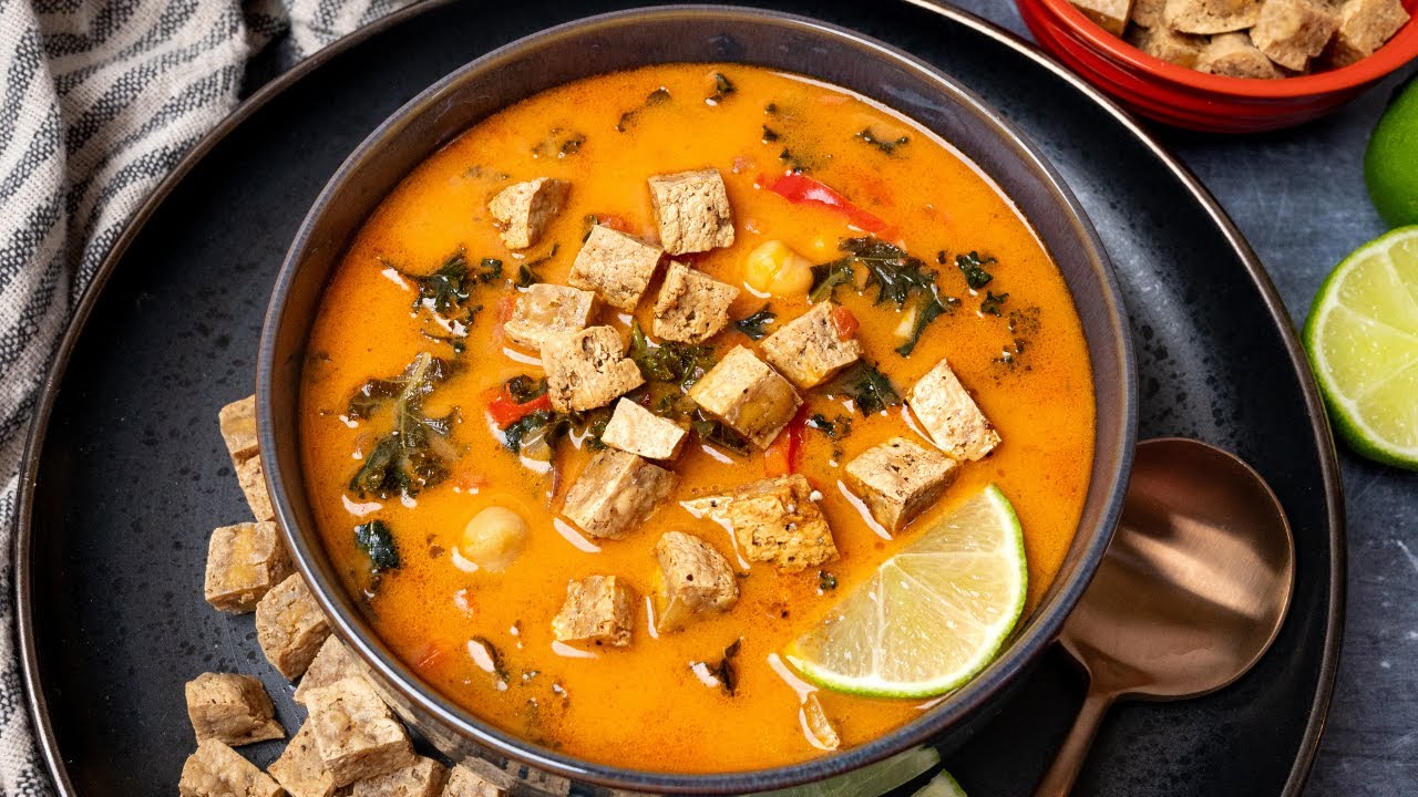 Coconut Curry Ramen with Crispy Tofu & Pickled Onions