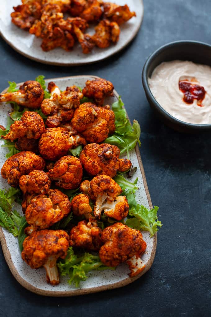 Wasabi Pea Crusted Cauliflower Wings