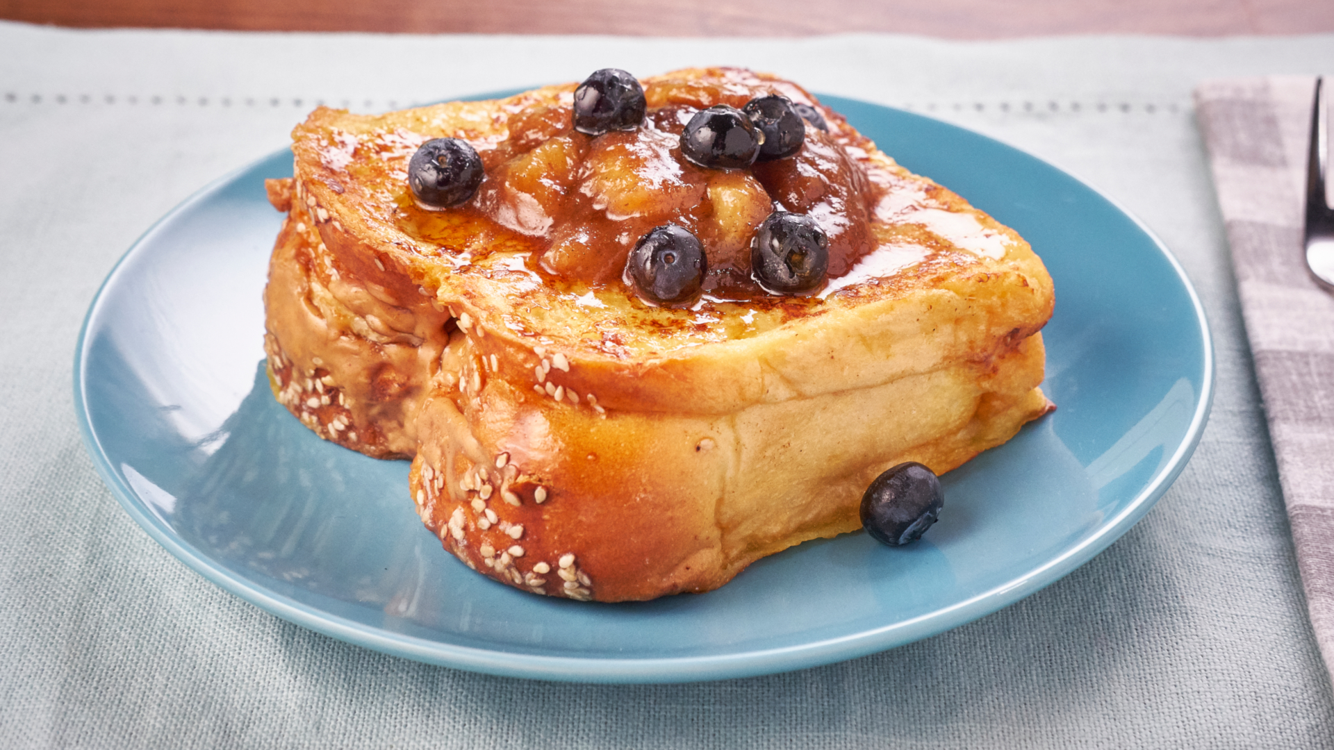Caramelized Banana & Tahini Stuffed French Toast